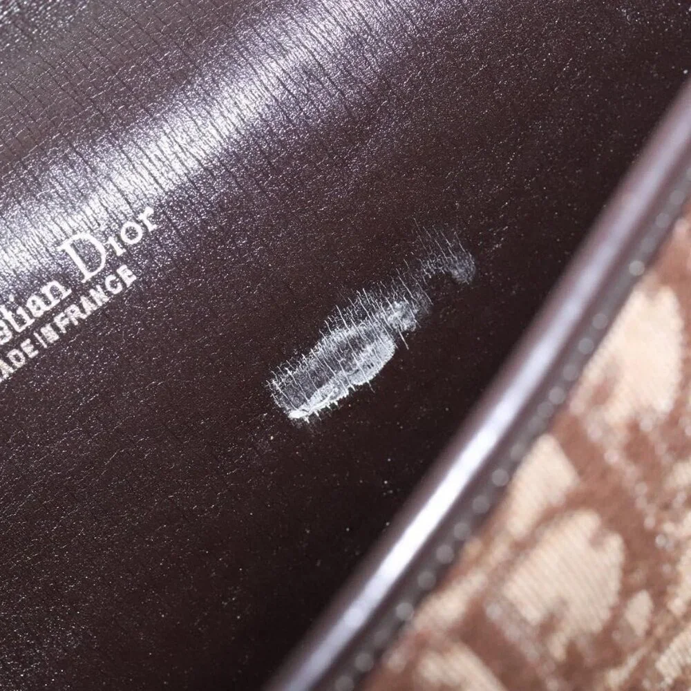 Authentic Christian Dior Trotter Canvas Shoulder Bag Brown Gold - Picture 2 of 16